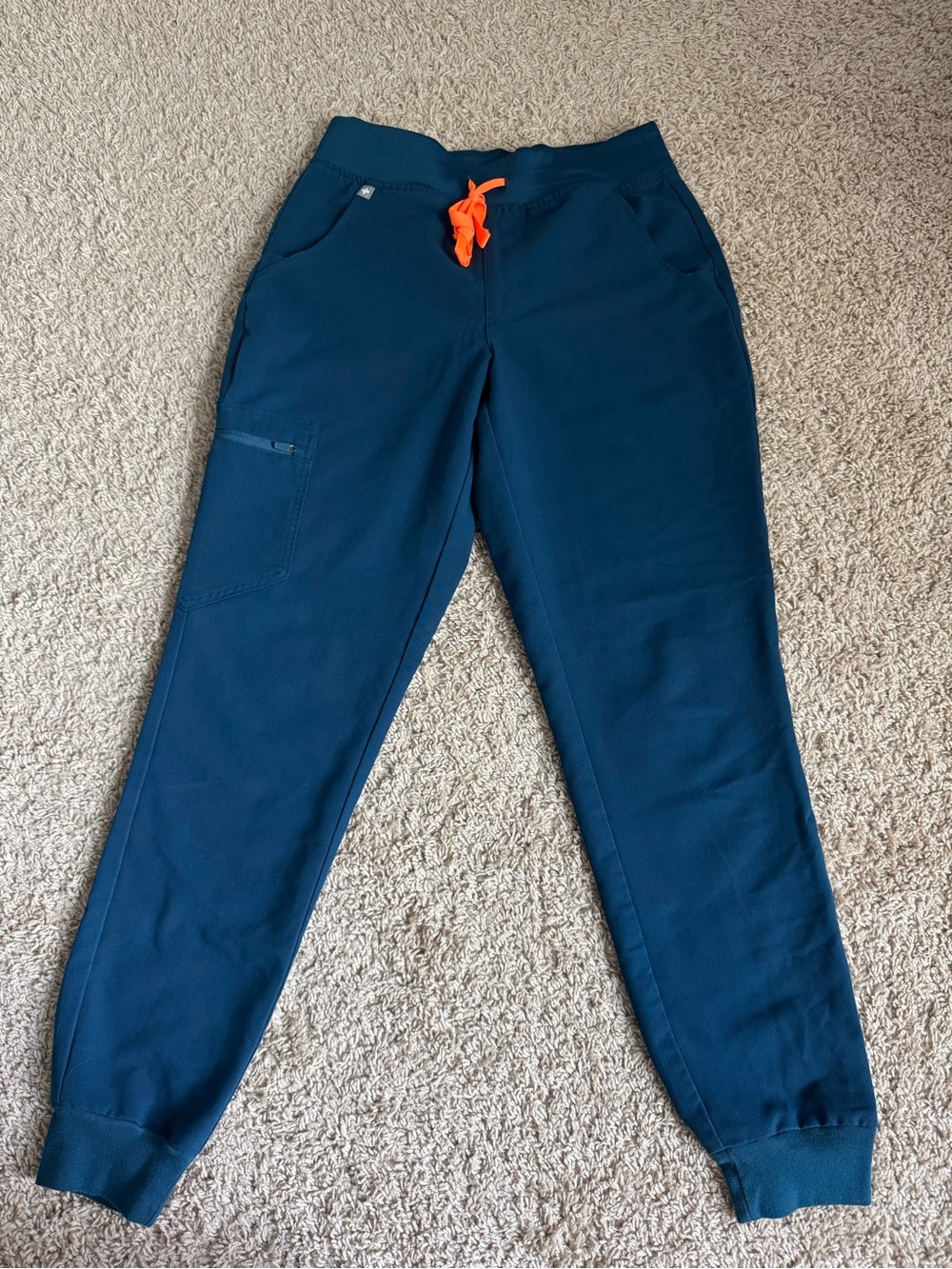 Figs Navy Joggers with Orange Drawstring